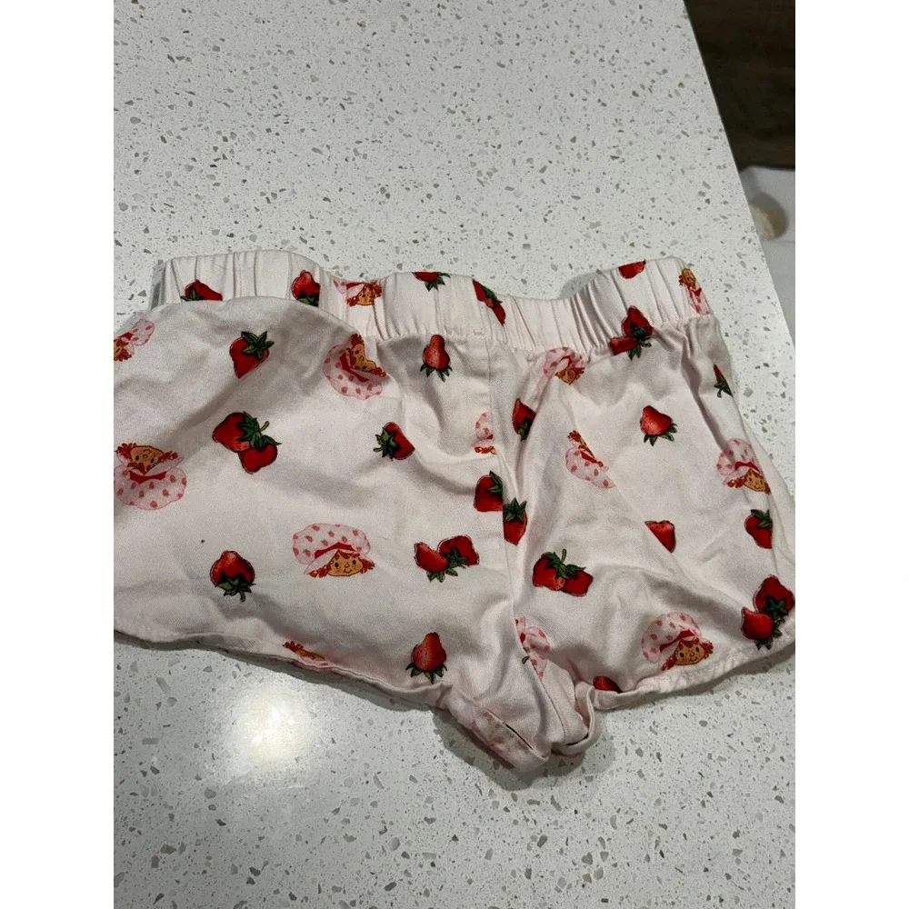 Strawberry Shortcake Pink Character Print Pajama Shorts Kids XS Elastic Waist